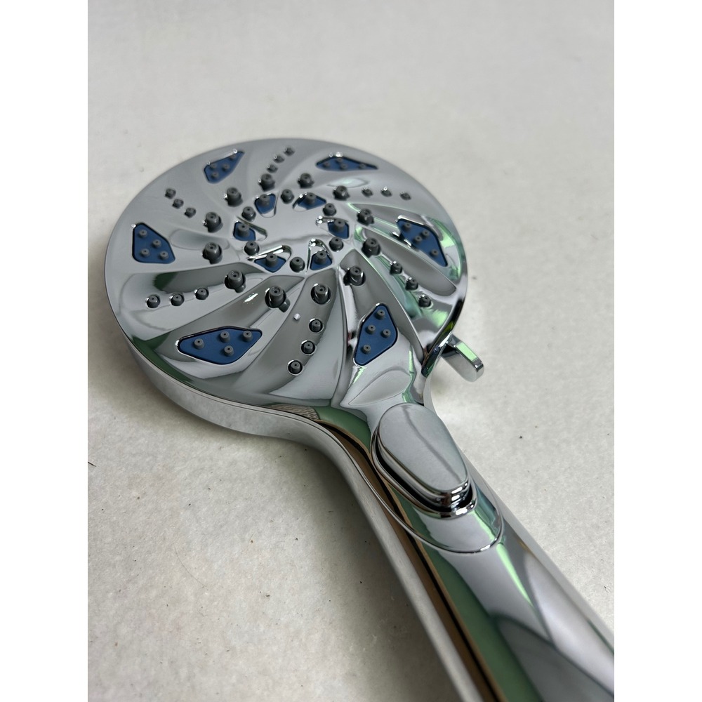 Modern Chrome Handheld Shower Head Multi-Setting Spray 5 Inch Round Face Silver - Picture 8 of 9